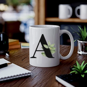 Botanik A Harfli Baskılı Kupa Bardak