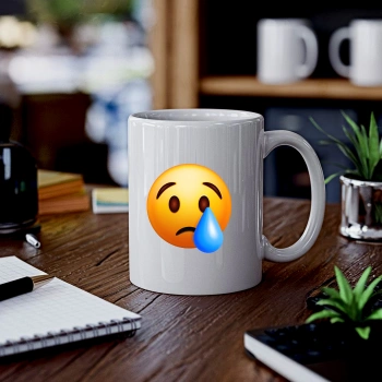 Emoji Baskılı Kupa Bardak - Tek Damla Gözyaşı