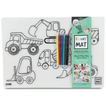 Funny Mat - İş Makineleri Ve Taşıtlar 6Lı Kalem Hediyeli 30 x 40 cm