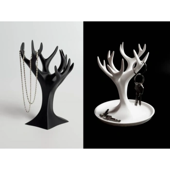Modern Geyik Boynuzu Takı & Anahtarlık Standı (2’li Set)