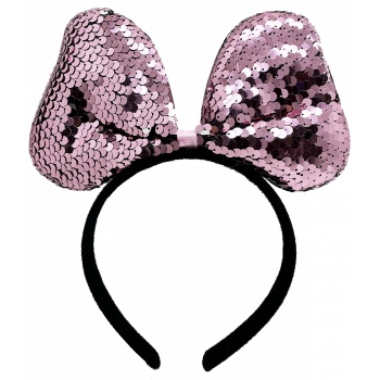 Renk Değiştiren Pullu Payetli Fiyonk Parti Tacı Pembe Gümüş Renk 20x16 Cm