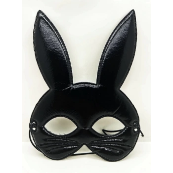 Siyah Renk Kumaş Malzemeden İmal Eva Tavşan Maskesi 19x15 Cm