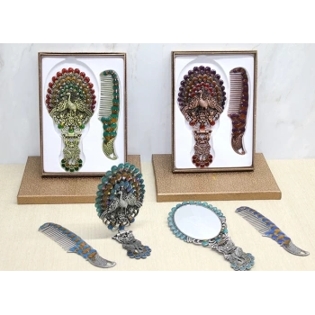 Tavuskuşu Katlanabilir Ayna Ve Tarak Seti Büyük Boy Alk4913