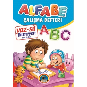 Yaz-Sil Alfabe Bitmeyen Yazı Defteri+Tahta Kalemi