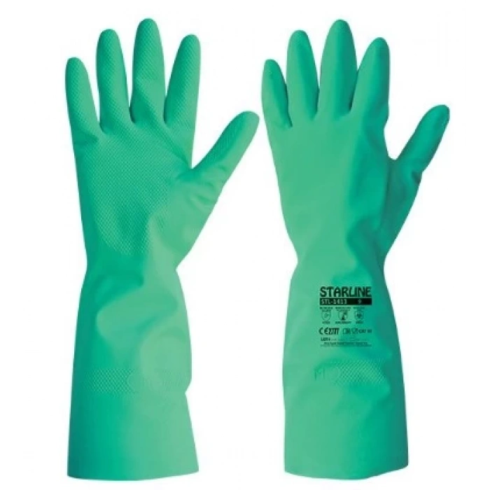 6 çift --- STARLINE STL-1413 NO : 9 Pamuk astarlı nitril kauçuk eldiven 33 cm