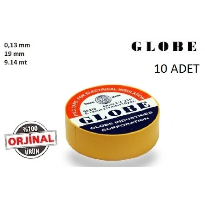 Globe Elektrikçi İzole Bant Sarı 10 Adet