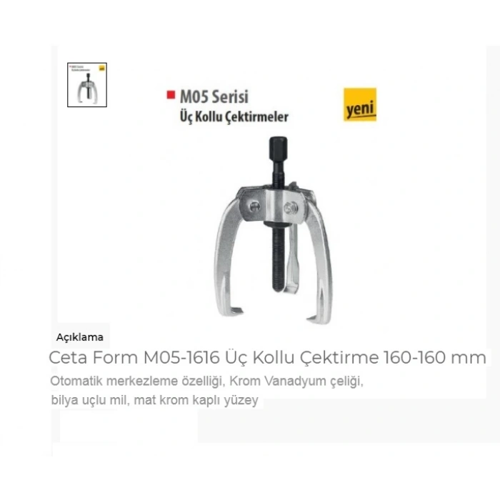 Ceta Form M05-1616 Üç Kollu Çektirme 160-160 Mm