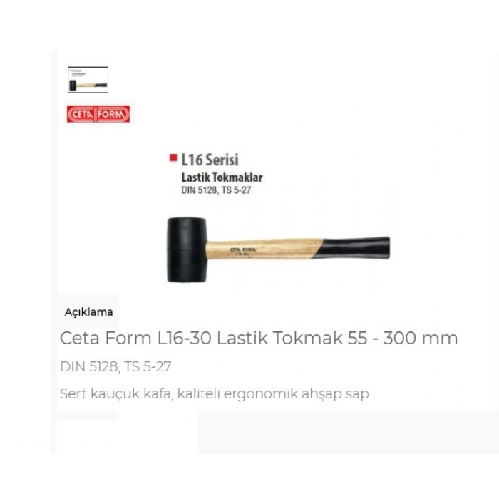 Ceta Form L16-30 Lastik Tokmak 55 - 300 Mm