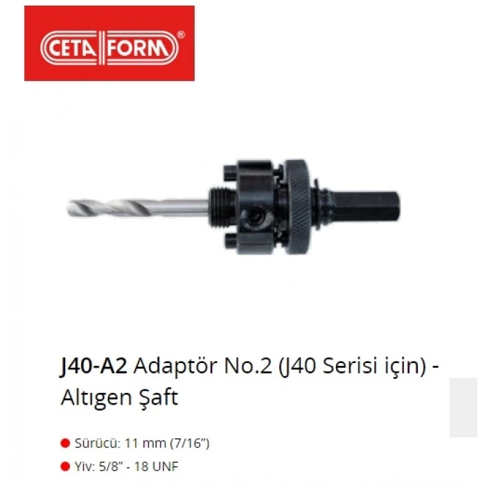 Ceta Form J40-A2 Panç Adaptörü No.2 Altıgen Şaft