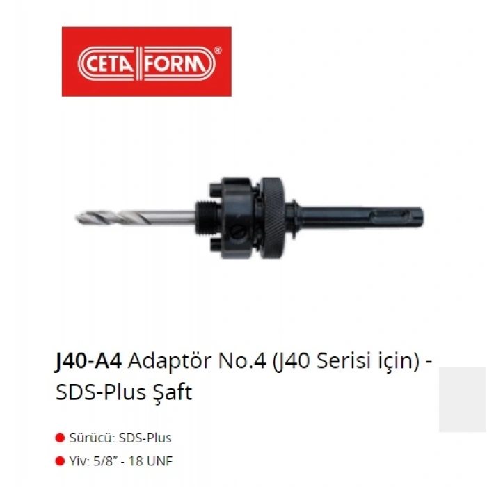 Ceta Form J40-A4 Sds Plus Şaft Adaptör No:4