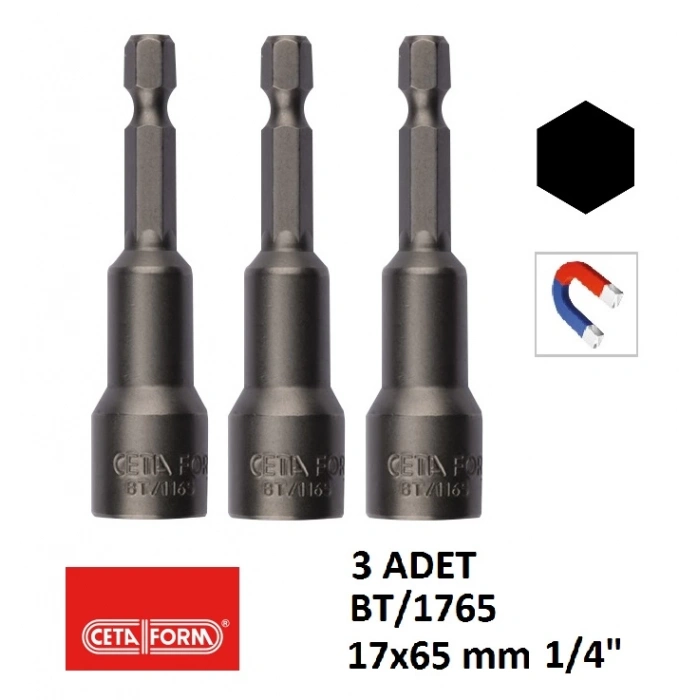 Ceta Form Bt/1765 Manyetik Lokma Uç 17-65 Mm ( 3 Adet)