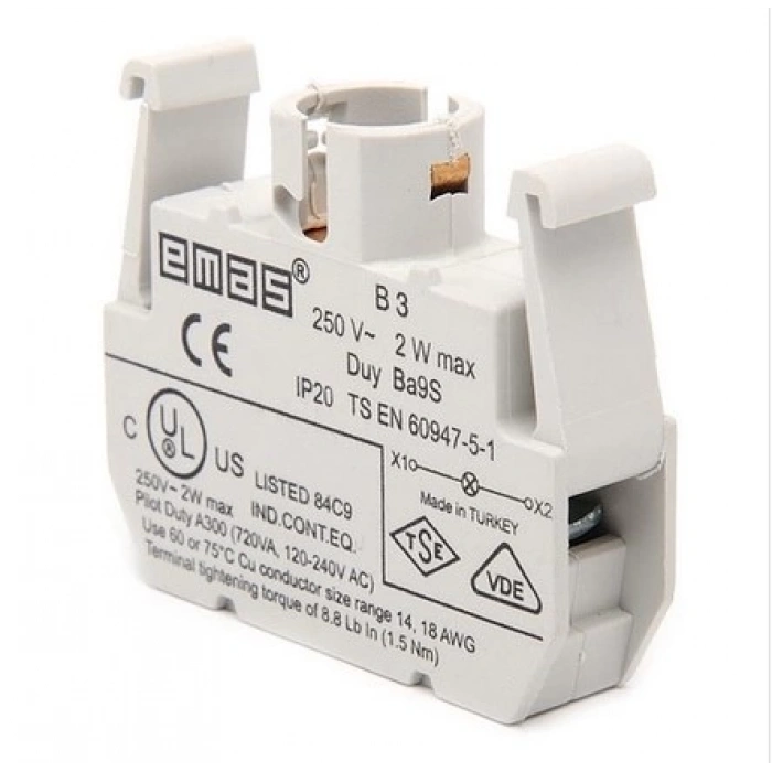 Emas B3 220v Işıklı Kontak Bloğu