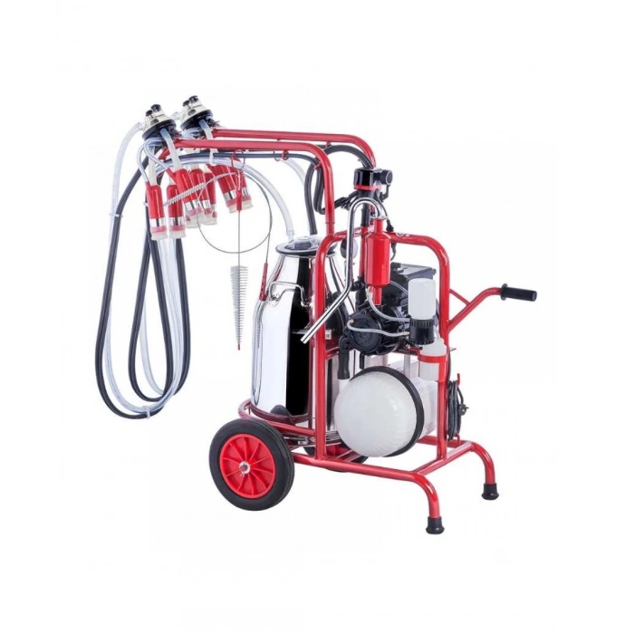 Kurtsan Çift Sağım Tek Güğüm Arabalı Süt Sağım Makinesi (Yağlı Sistem - Silikon Memelikli 300 cc) - KM04097