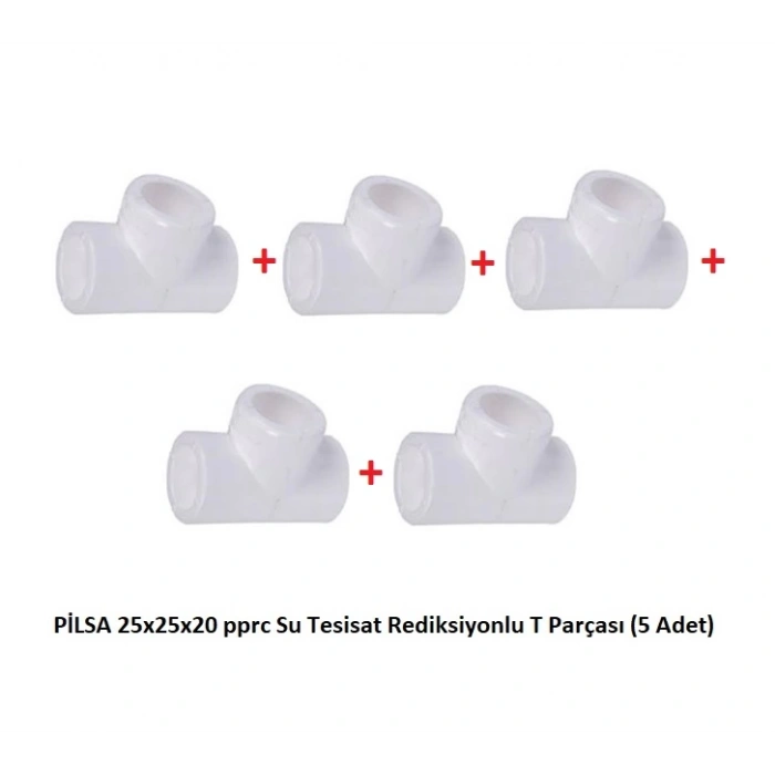 PİLSA 25x25x20 PPRC Su Tesisat Rediksiyonlu T Parçası (5 Adet)