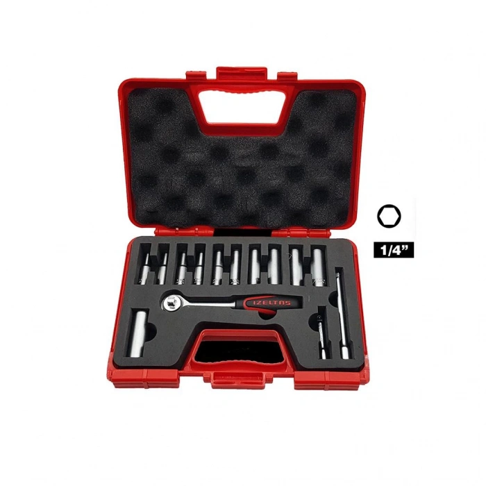 İzeltaş 1107006014 1/4 Derin Lokma Anahtar Takımı (14 Parça)