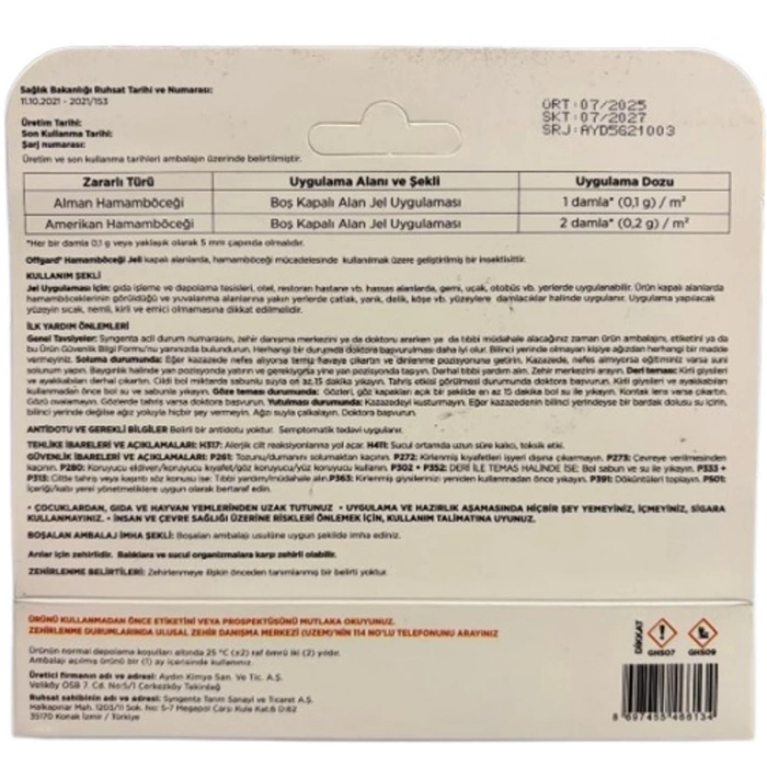 Syngenta Offgard Hamamböceği Jeli 5g