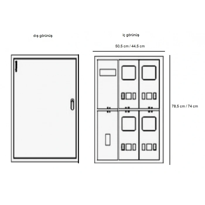 çetinkaya pano 4 monofaze sayaçlı sıva altı sayaç panosu ÇP 304