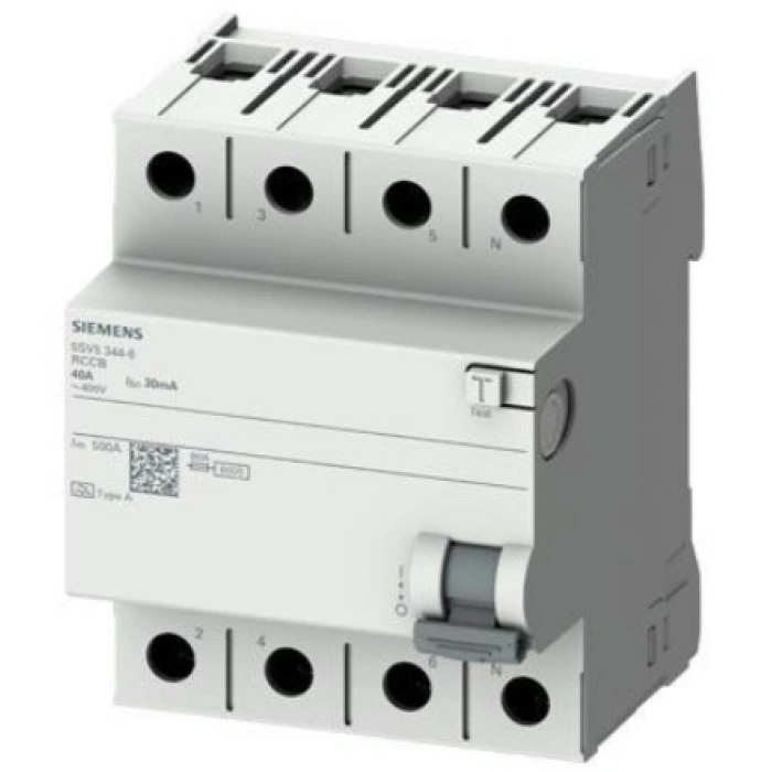 Siemens 5SV5344-6 4x40 A 400 V 30 mA A Tipi Kaçak Akım Rölesi
