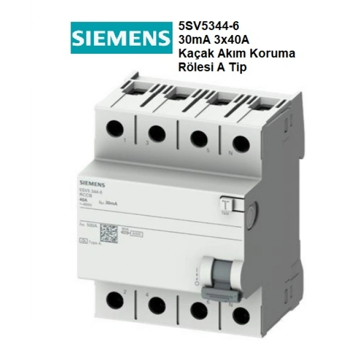 Siemens 5SV5344-6 4x40 A 400 V 30 mA A Tipi Kaçak Akım Rölesi
