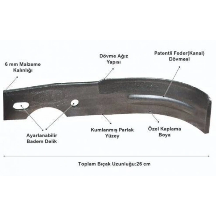 Demiray Federli Tüm Dizel Çapa Makinalarına Uyumlu Çapa Bıçağı Takımı (26 CM - 24 ADET)