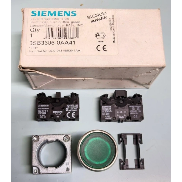 SIEMENS 3SB3606 0AA41 3SB3 Metal Seri 22mm Işıklı Yeşil Start Buton 10A 1No