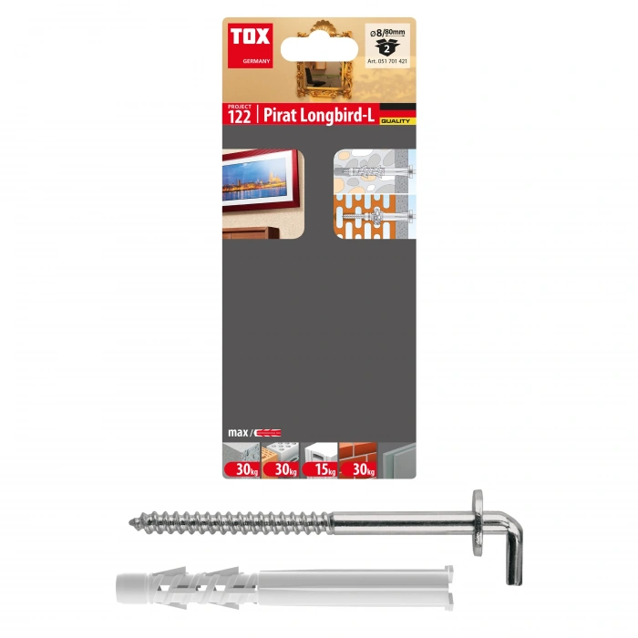 TOX Pirat 8 × 80 mm Köşebent Kancalı Set | Dübel & Kanca Seti (2X2AD)