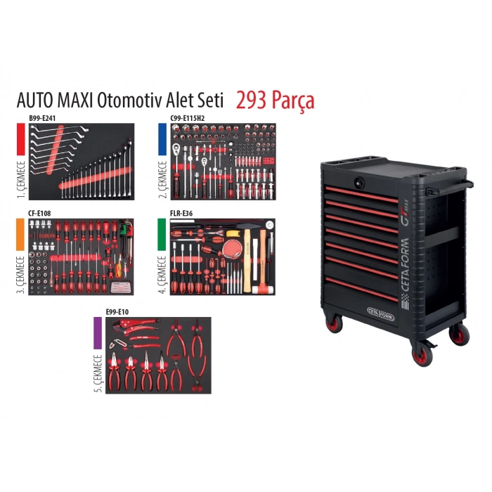 Ceta Form A50cr-293a01m 293 Parça Auto Maxı Otomotiv Alet Seti