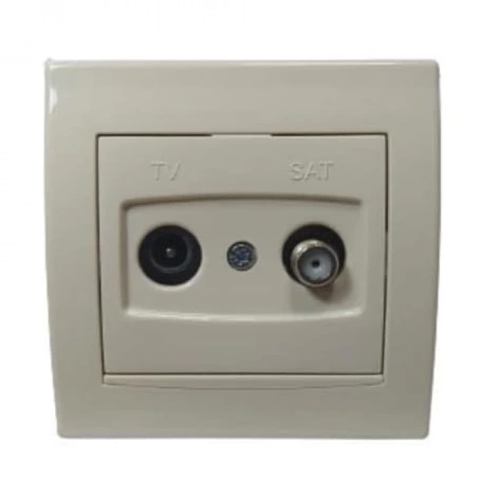 Schneider Alia TV/SAT Priz Sonlu 1dB Krem Renk