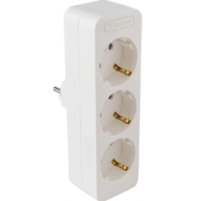 Seldur 3lü Fiş Priz Çocuk Korumalı Beyaz