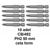 10 adet -- Ceta Form 1/4 Yıldız Bits Uç CB/492 (PH2 x 50 mm)
