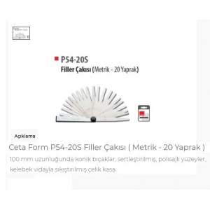 Ceta Form P54-20S Filler Çakısı Metrik - 20 Yaprak 461401342