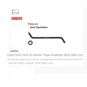 Ceta Form N14-10 Karter Tapa Anahtarı 8X10 285 Mm