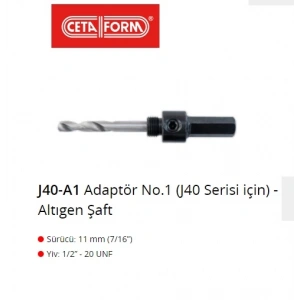J40-A1 Adaptör No.1 J40 Serisi Için - Altıgen Şaft Ceta