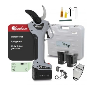 KAMİKAZE KV-390 AKÜLÜ BUDAMA MAKASI 40 mm 21,6V 2 x 2,5 Ah çift batarya