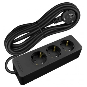 SELDUR Grup Priz 3lü Topraklı 3 Metre Siyah