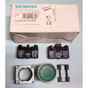 SIEMENS 3SB3606 0AA41 3SB3 Metal Seri 22mm Işıklı Yeşil Start Buton 10A 1No