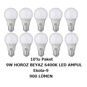 HOROZ Led Ampul Ekola-9 10lu Paket beyaz ışık 6400K