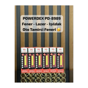 powerdex PD-8989 Şarjlı LED El Feneri Lazer Işıldak Oto Tamirci Kamp Çalışma Lambası