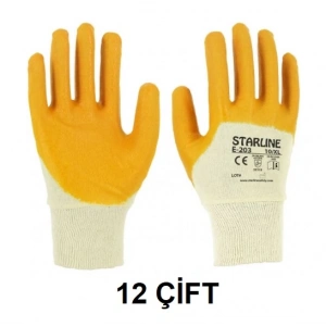 STARLINE E 203 SARI NİTRİL ELDİVEN ( 12 çift ) beden NO 10 / XL