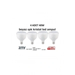 ZMR 40W Kristal Camlı T-Bulb LED Ampul E27 Beyaz Işık ZMR-112/B 6500K