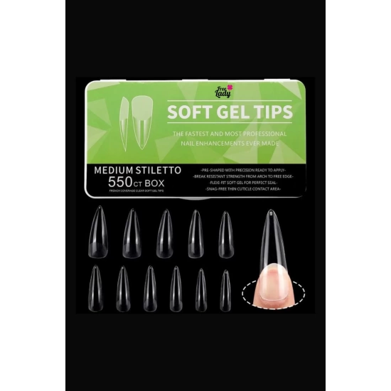 Jel tips Protez Tırnak Soft Jel Tips 550’li Medium Stiletto