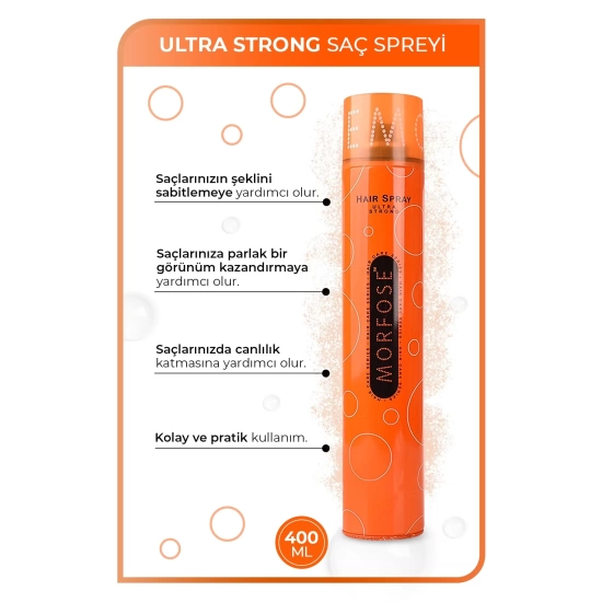 Morfose Saç Şekillendirici, Kalıntı Bırakmayan Ultra Strong/güçlü Saç Spreyi 400 ml