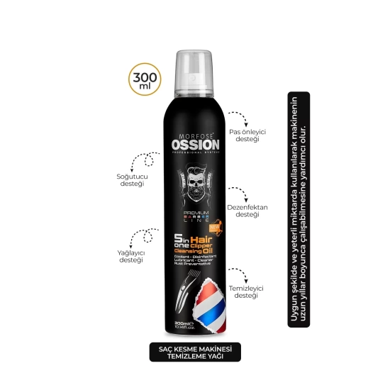 Ossion Premium Barber Line Saç Kesme Makinası Temizleme Yağı 300 ml