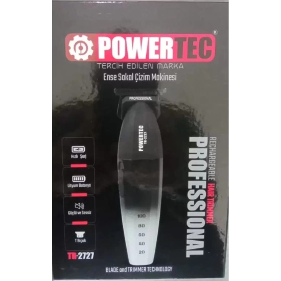 Powertec TR-2727 Black Sakal Traş Ense Makinası