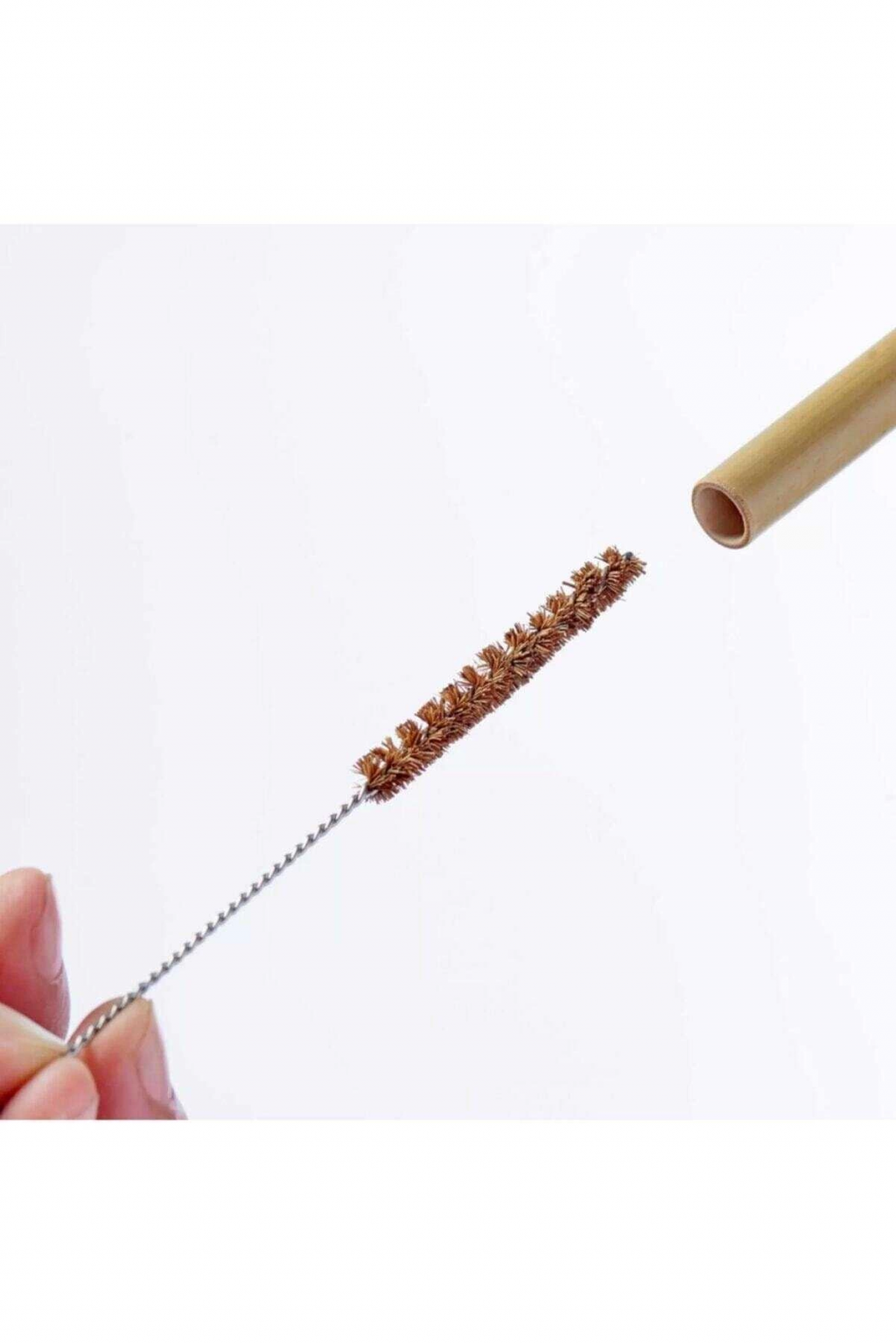 10 Adet Doğal Bambu Pipet Vegan Pipeti Ve Temizleme Fırçası