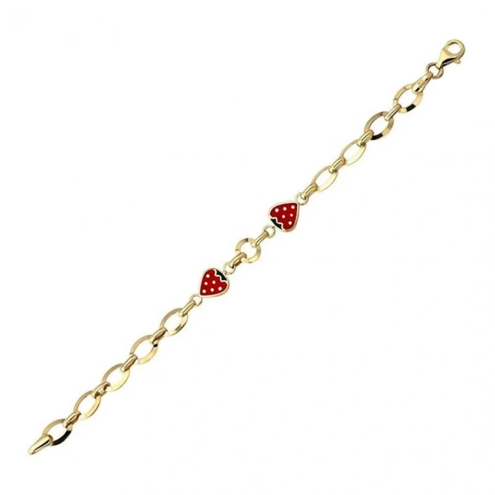 14 Ayar Altın Çilekli Çocuk Künyesi