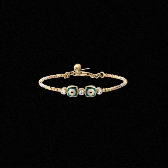 14 Ayar Altın Göz Motifli Çocuk Kelepçesi