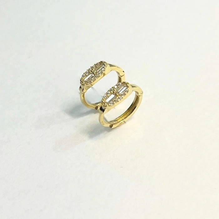 14 Ayar Altın Halka Baget Küpe