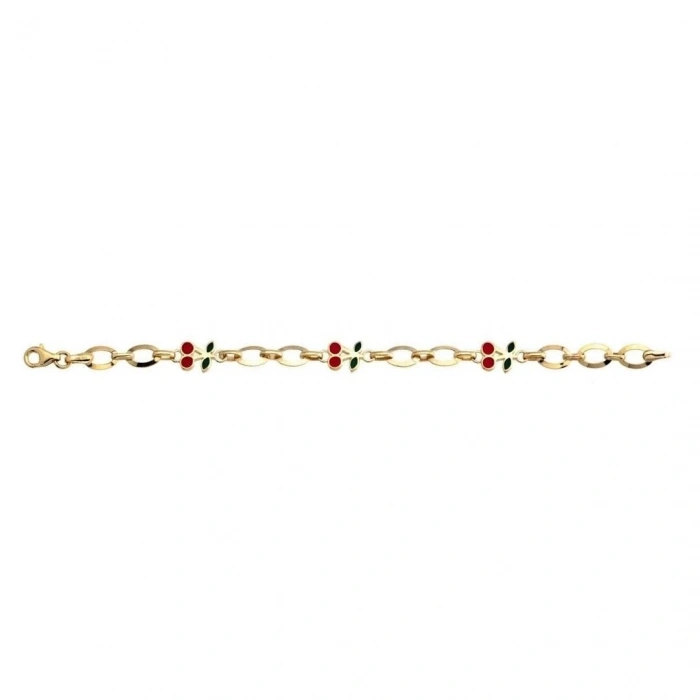 14 Ayar Altın Kirazlı Motifli Çocuk Künyesi