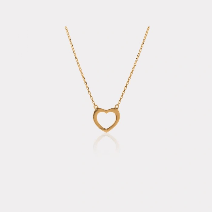 14 Ayar Altın Plaka Kalp Kolye
